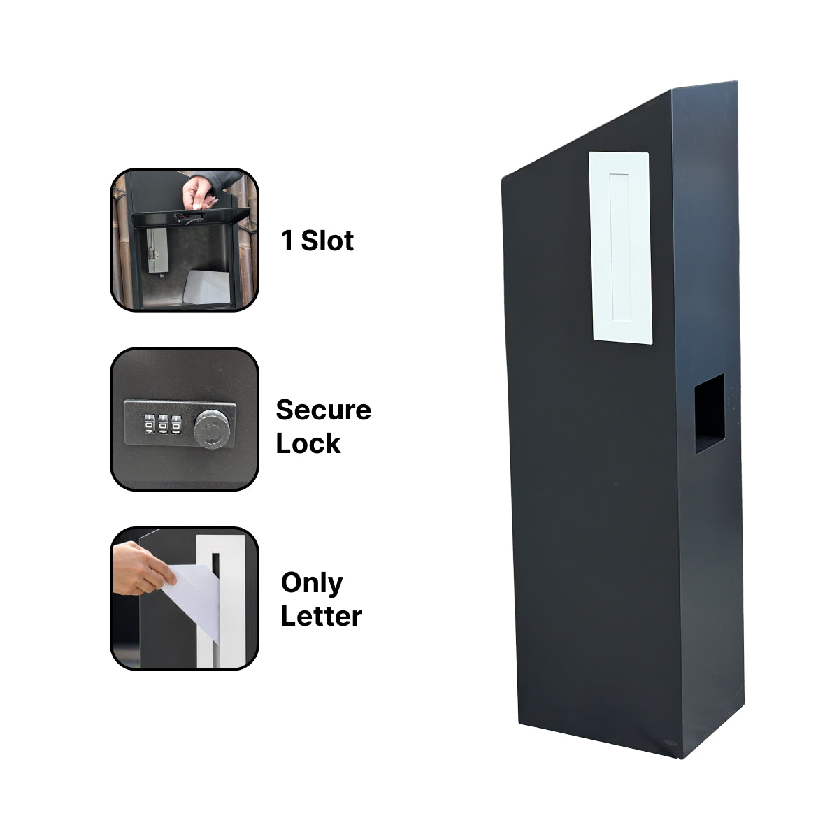 Freestanding Slant Black Letterbox