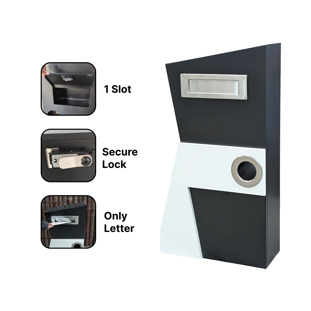 Freestanding Black White Letterbox
