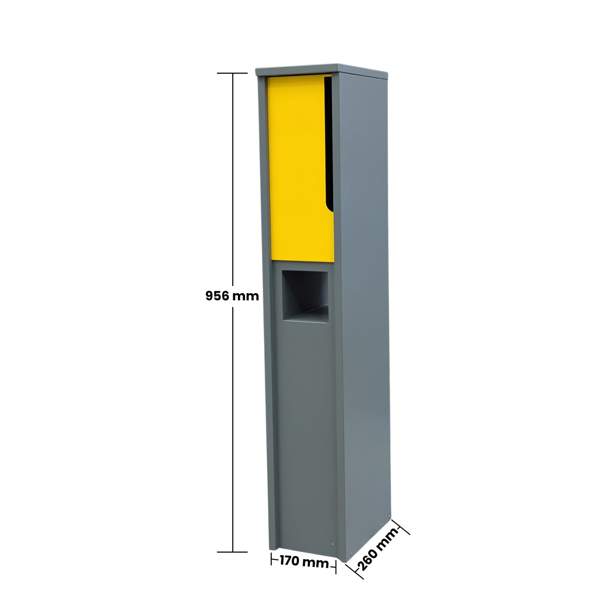 Freestanding Grey Yellow Letterbox