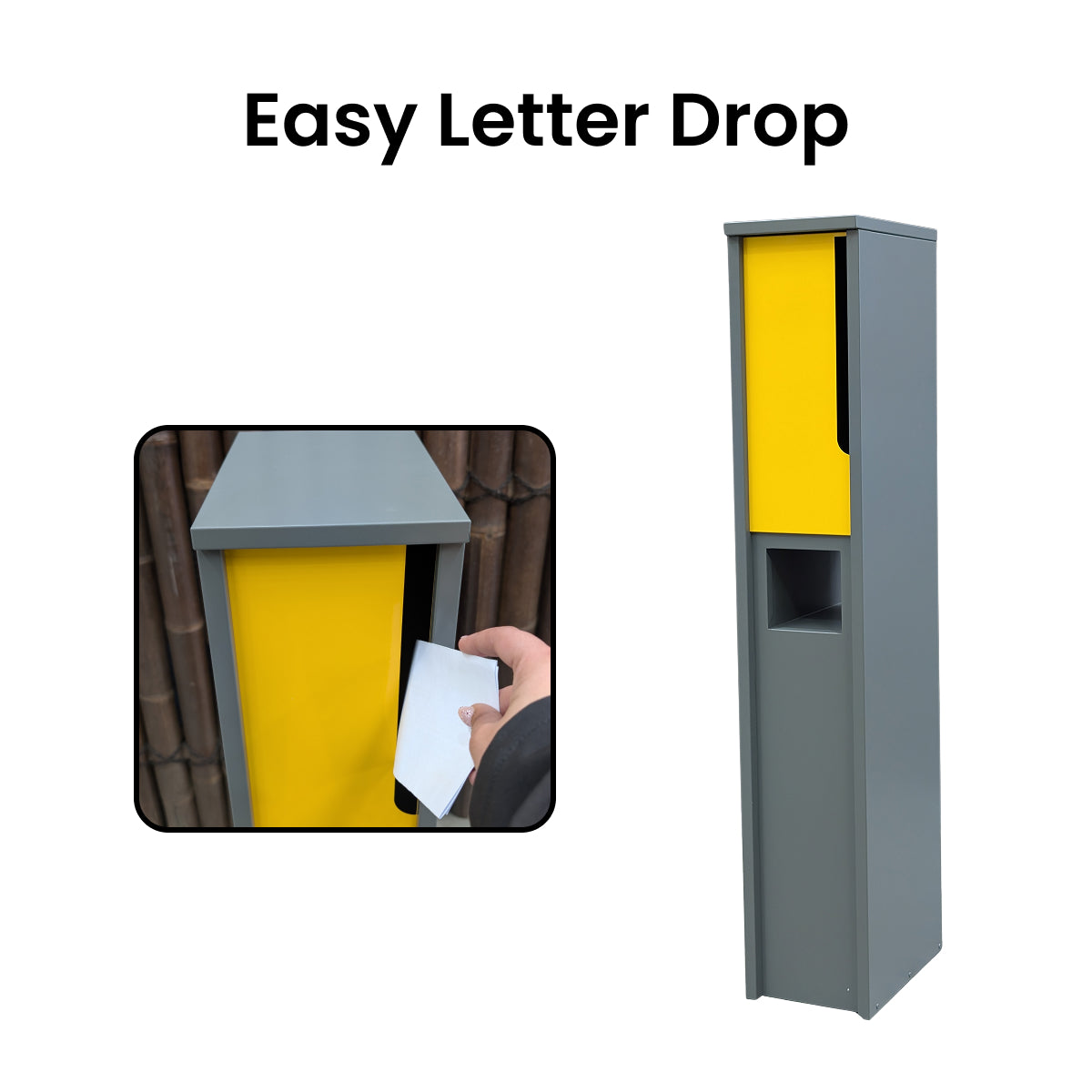 Freestanding Grey Yellow Letterbox
